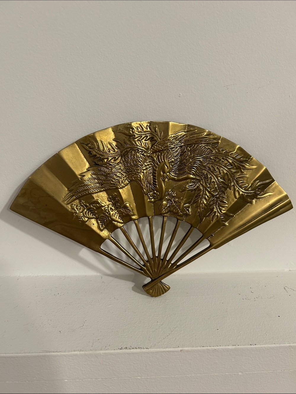 Brass Dragon Fan Wall Decor